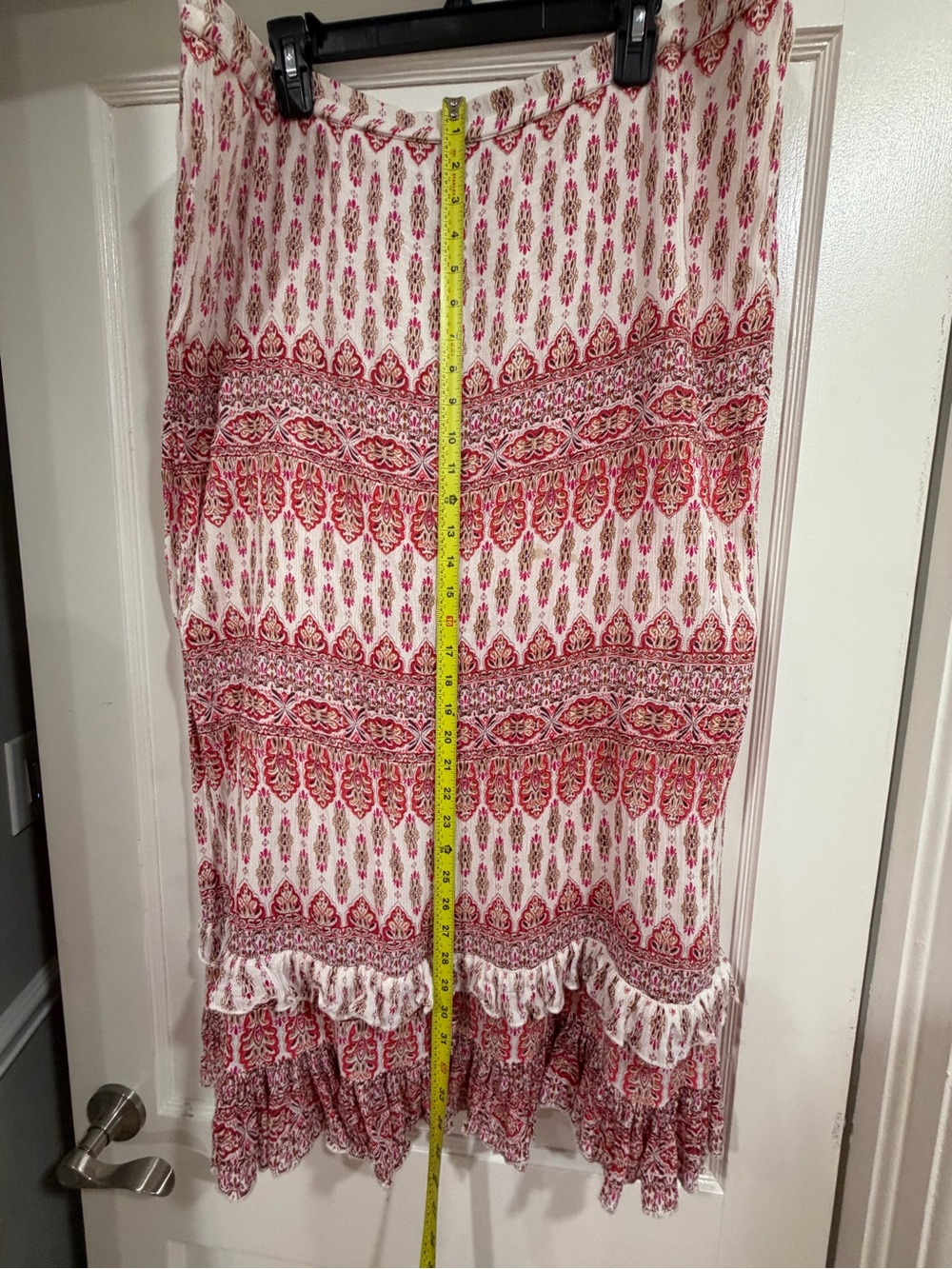 Women's Maxi Skirt in Pink and Cream Boho Print - Picture 5 of 9